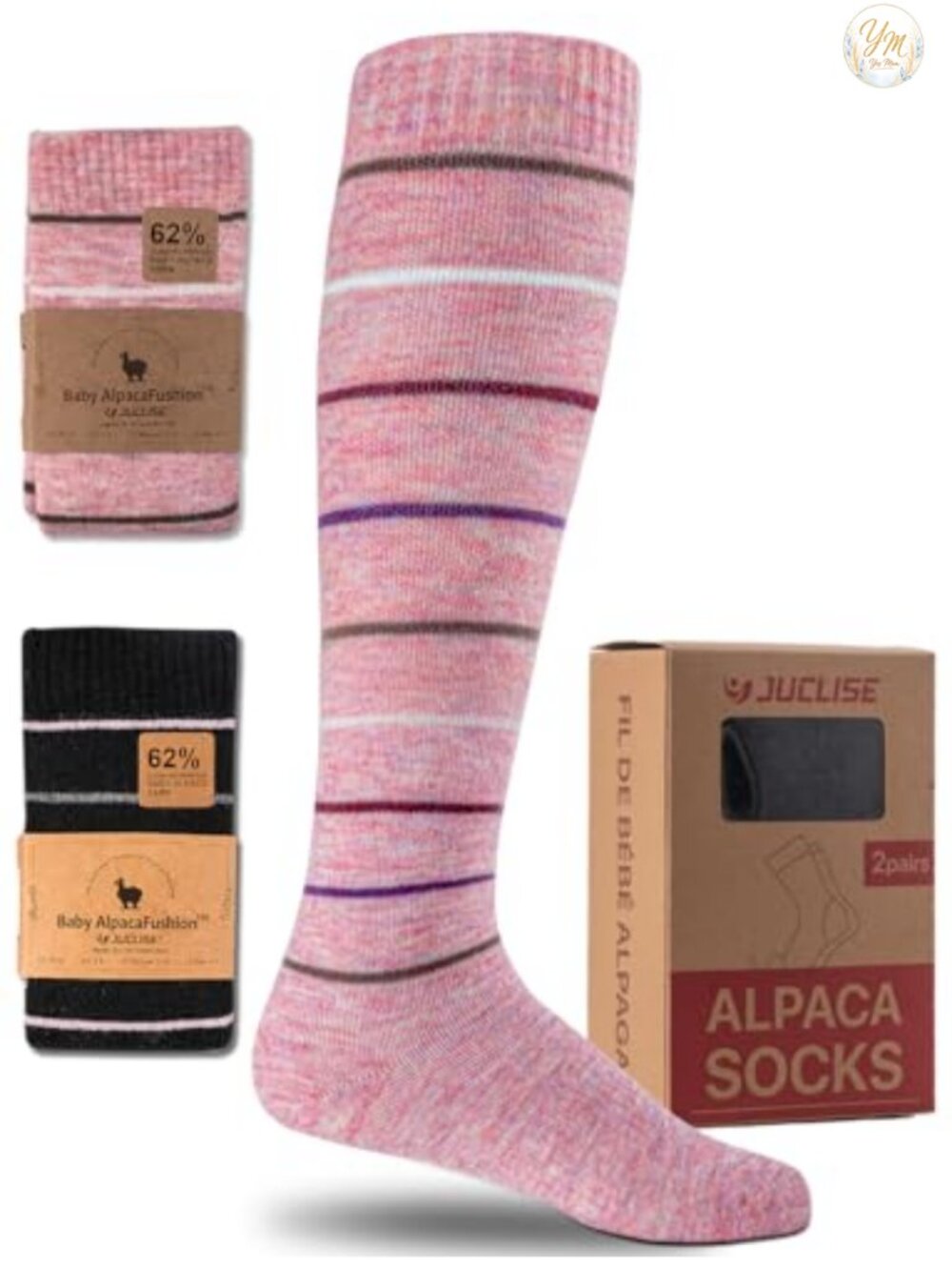 Alpaca Wool Knee-High Compression Socks 15-25 mmHg Thermal Fleece Lined for